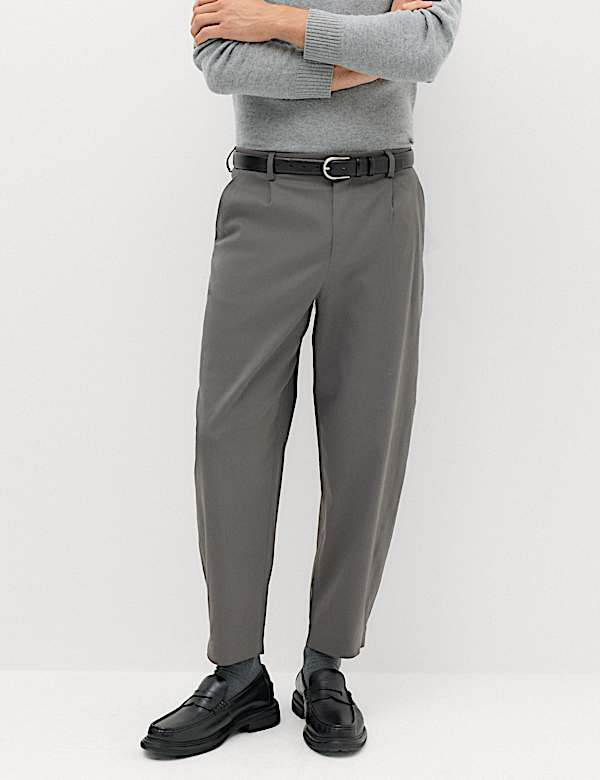 Barrel Fit Smart Twill Trousers