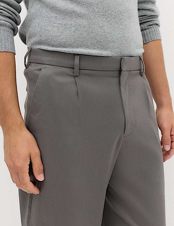 Barrel Fit Smart Twill Trousers