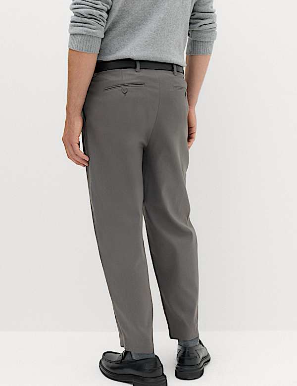 Barrel Fit Smart Twill Trousers