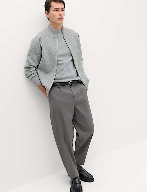 Barrel Fit Smart Twill Trousers