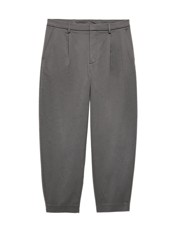 Barrel Fit Smart Twill Trousers