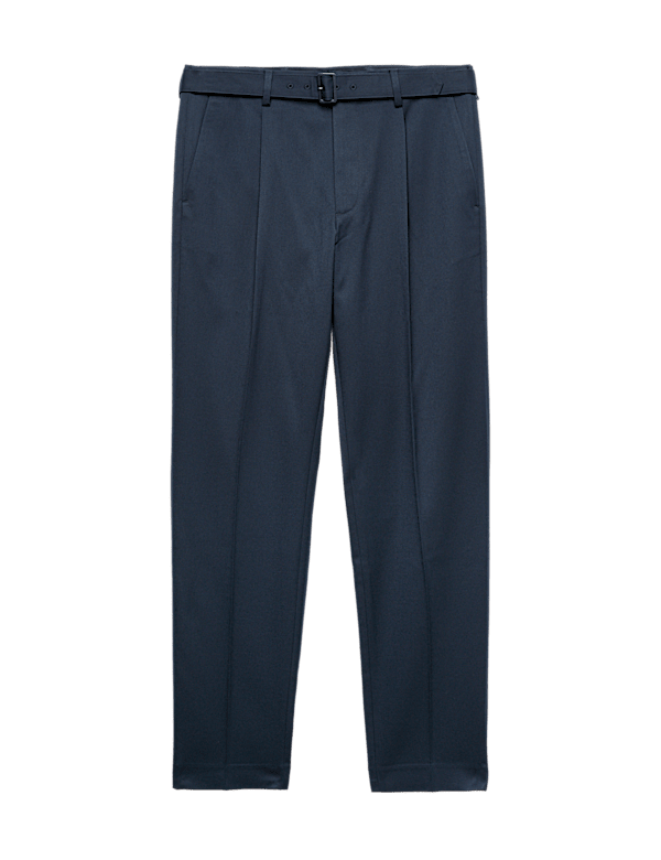 Tapered Fit Self Belt Twill Trousers