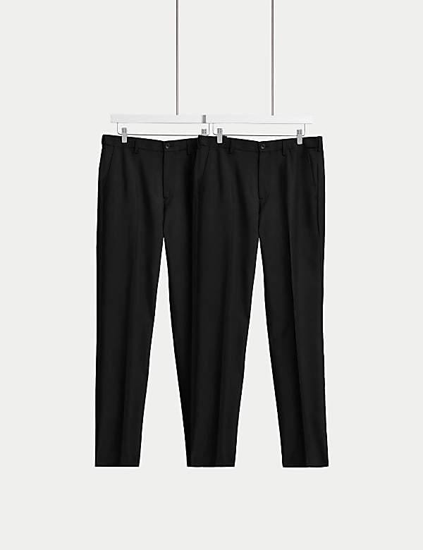 2pk Regular Fit Crease Resist Trousers - NZ