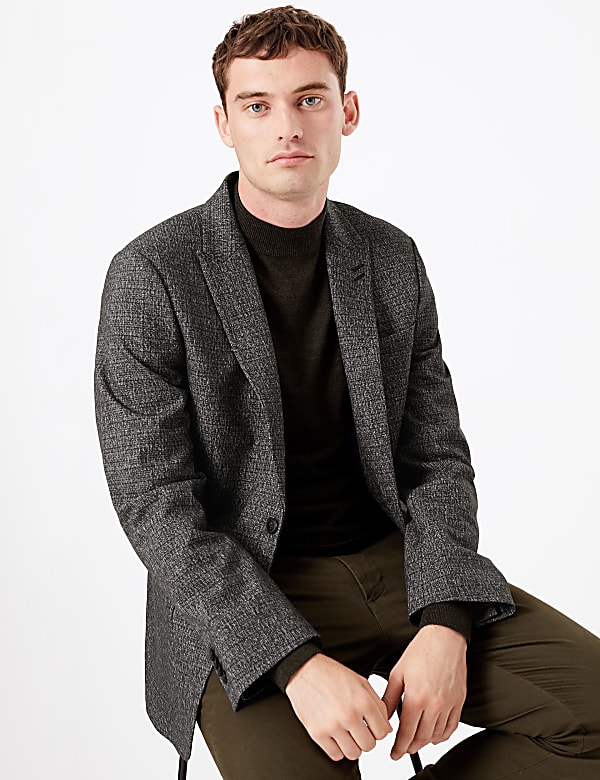 Slim Fit Textured Check Jacket