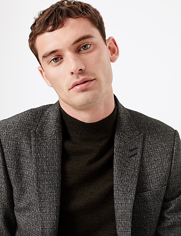 Slim Fit Textured Check Jacket