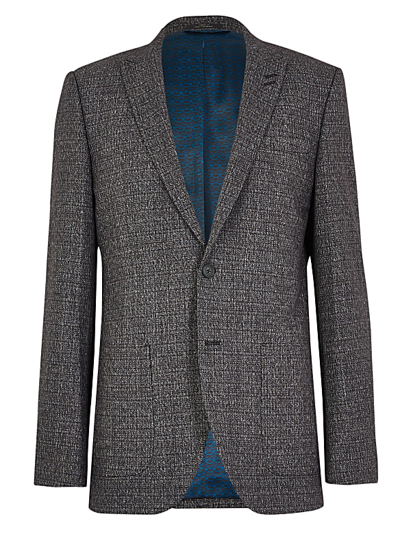 Slim Fit Textured Check Jacket