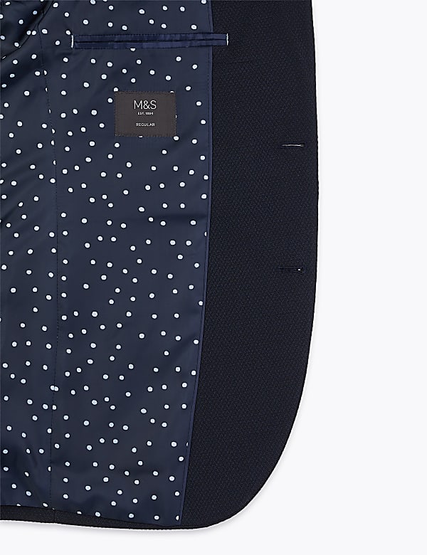 Navy Regular Fit Textured Jacket