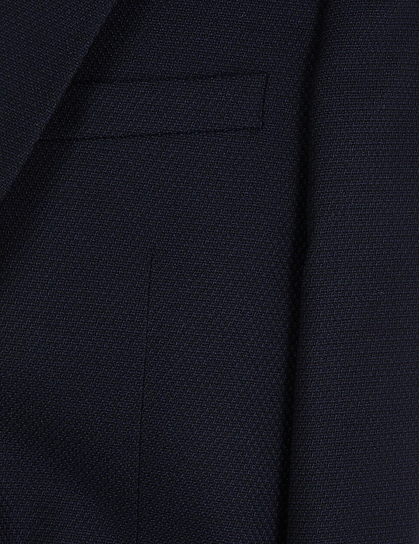 Navy Regular Fit Textured Jacket