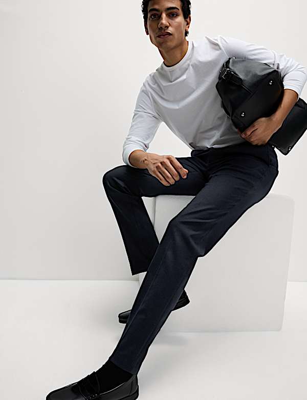 Slim Fit Wool Blend Trousers - VN