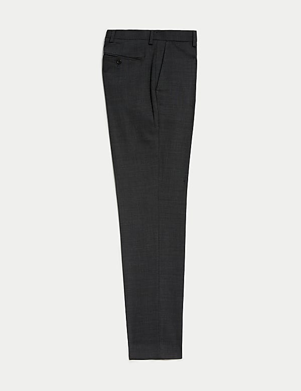 Wool Blend Flat Front Stretch Trousers - VN