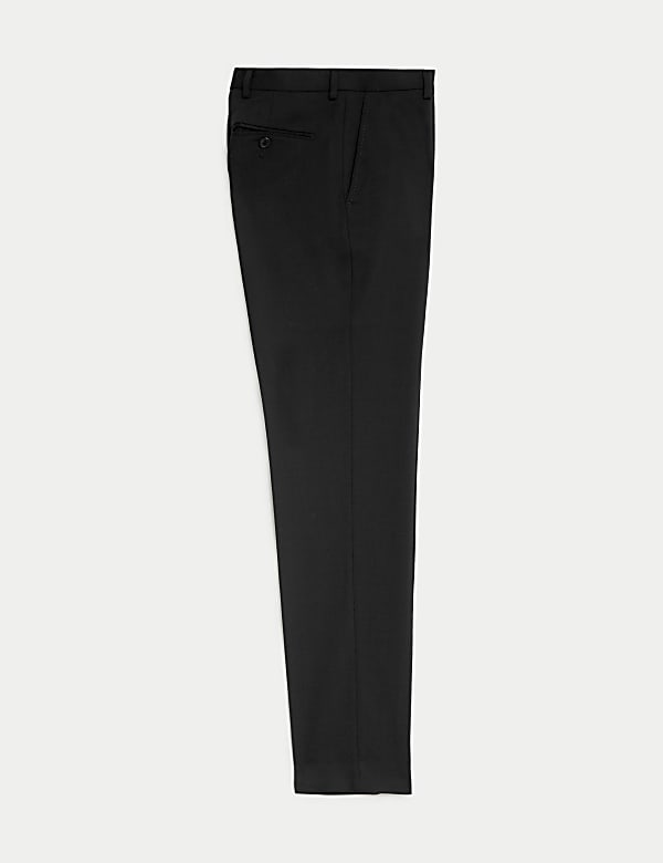 Wool Blend Flat Front Stretch Trousers - NZ