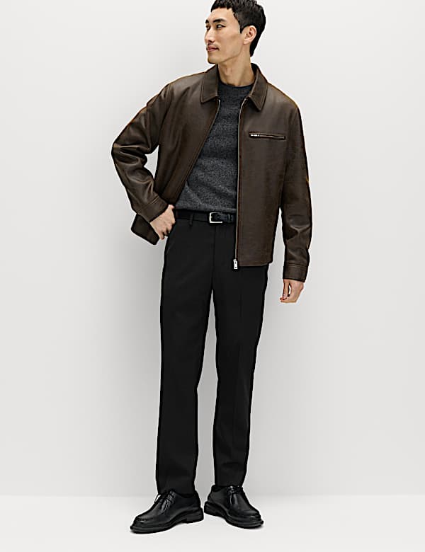 Regular Fit Wool Blend Trousers - IT