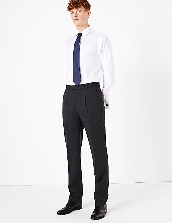Regular Fit Wool Blend Stretch Trousers