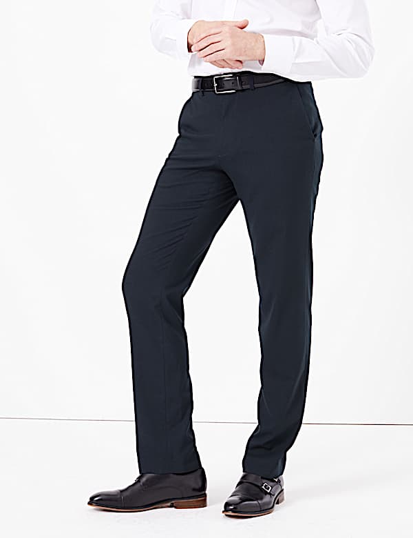Regular Fit Wool Blend Stretch Trousers
