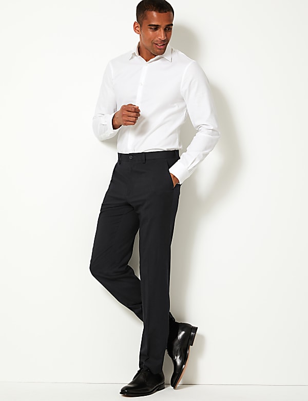 Regular Fit Wool Blend Stretch Trousers