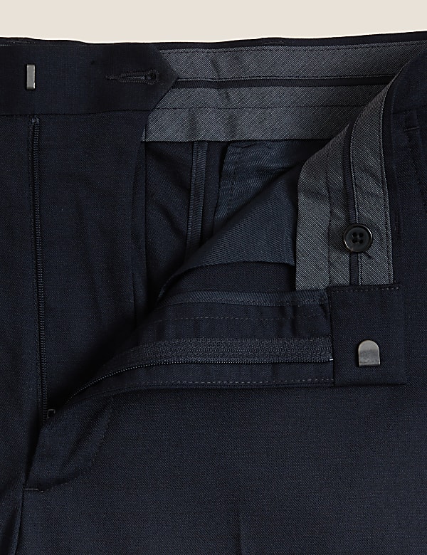 Regular Fit Wool Blend Flat Front Trousers