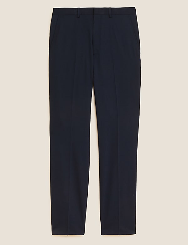 Regular Fit Wool Blend Flat Front Trousers