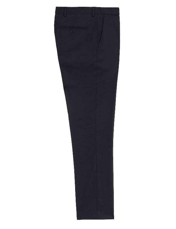 Regular Fit Wool Blend Flat Front Trousers