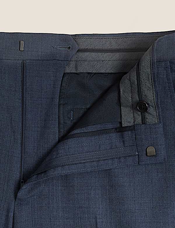 Regular Fit Wool Blend Flat Front Trousers