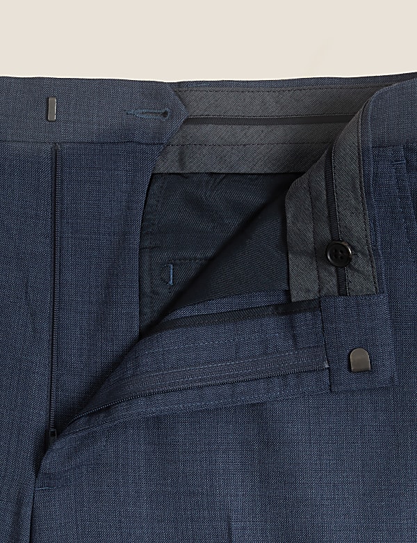 Regular Fit Wool Blend Flat Front Trousers