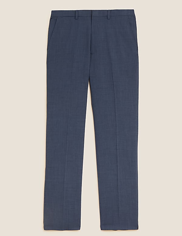 Regular Fit Wool Blend Flat Front Trousers