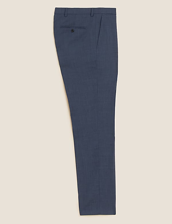 Regular Fit Wool Blend Flat Front Trousers