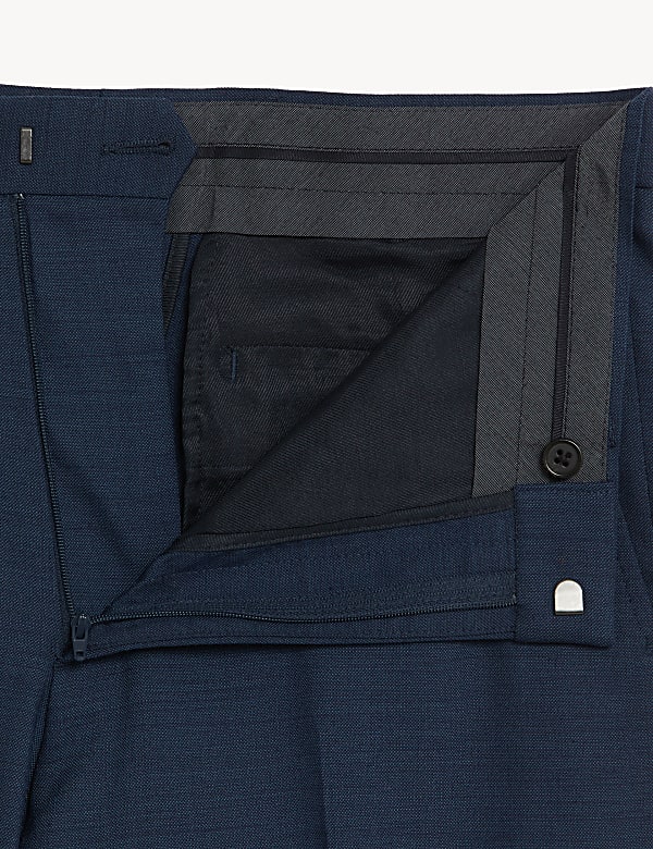 Regular Fit Wool Blend Flat Front Trousers