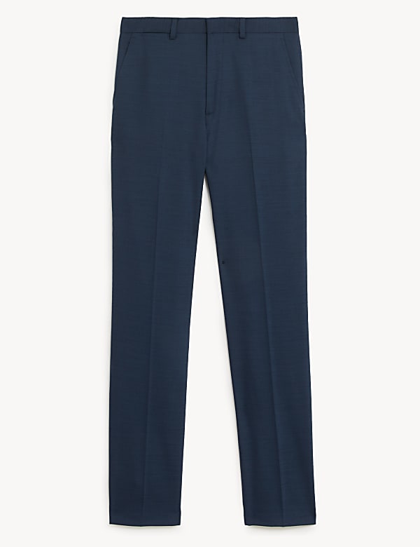 Regular Fit Wool Blend Flat Front Trousers