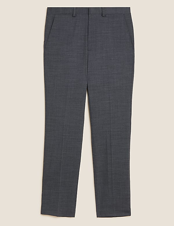 Regular Fit Wool Blend Flat Front Trousers