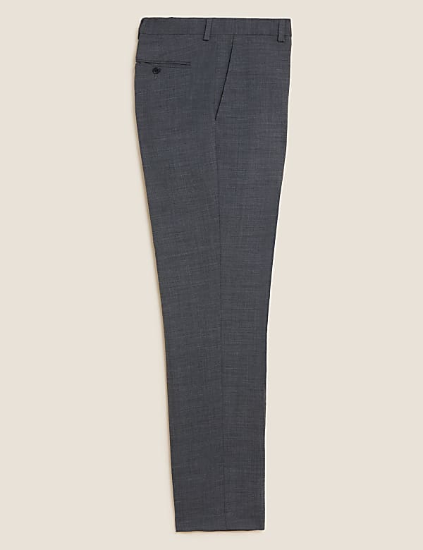 Regular Fit Wool Blend Flat Front Trousers