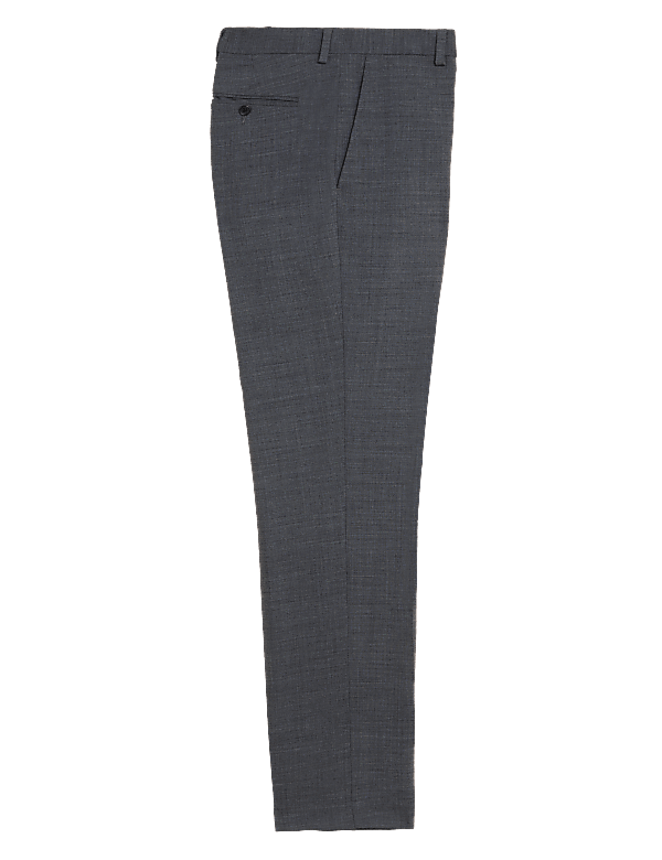 Regular Fit Wool Blend Flat Front Trousers