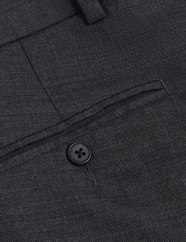 Regular Fit Wool Blend Flat Front Trousers