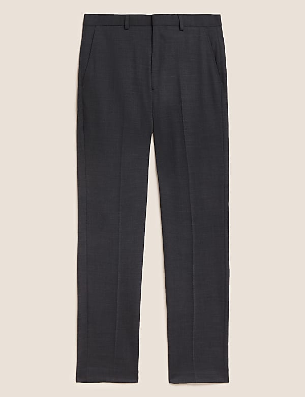 Regular Fit Wool Blend Flat Front Trousers