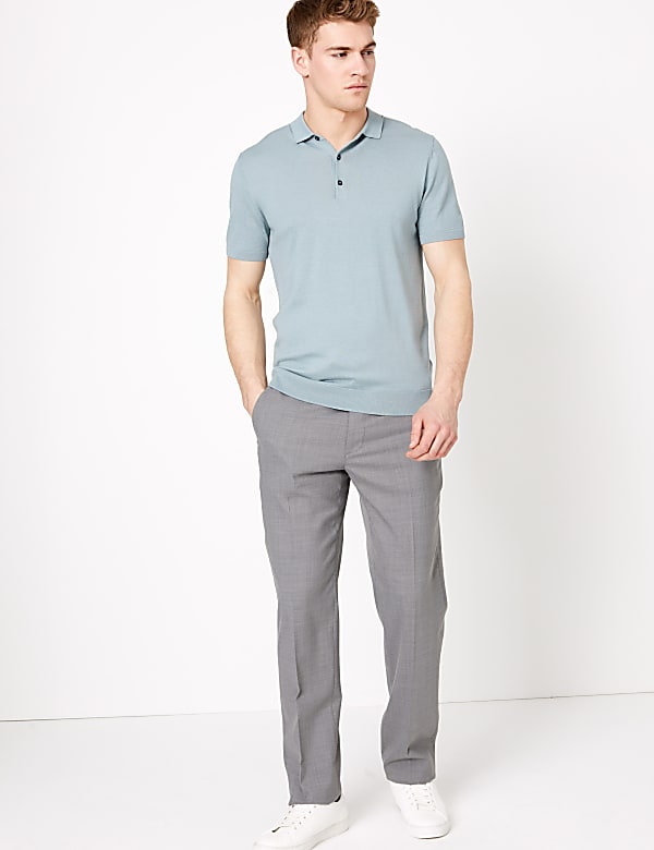 Wool Blend Regular Fit Trousers