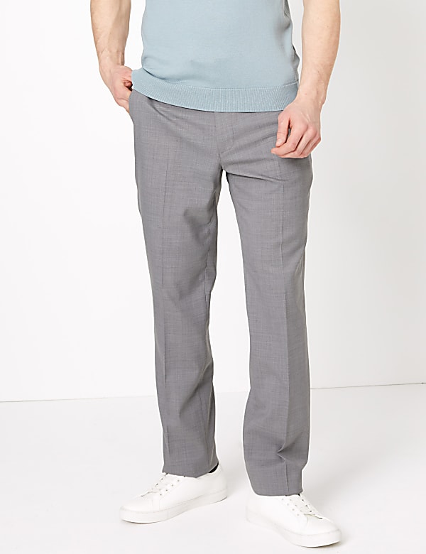 Wool Blend Regular Fit Trousers