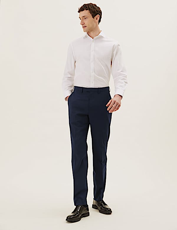 Regular Fit Wool Blend Flat Front Trousers