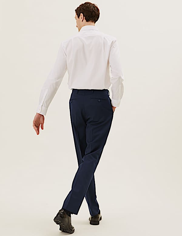 Regular Fit Wool Blend Flat Front Trousers