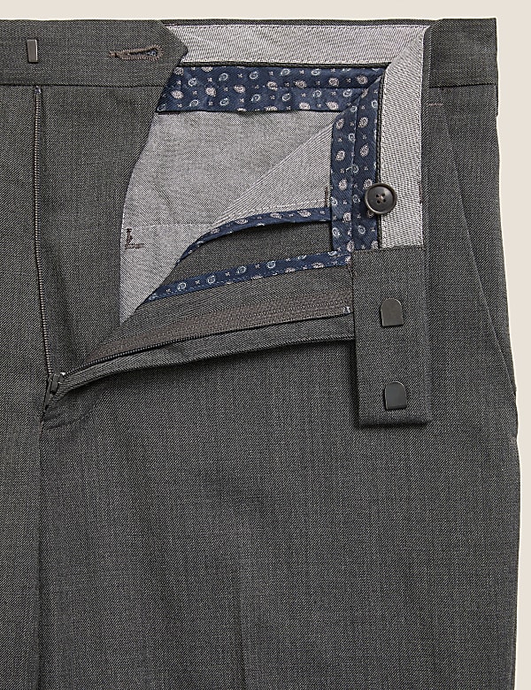 Regular Fit Wool Blend Flat Front Trousers