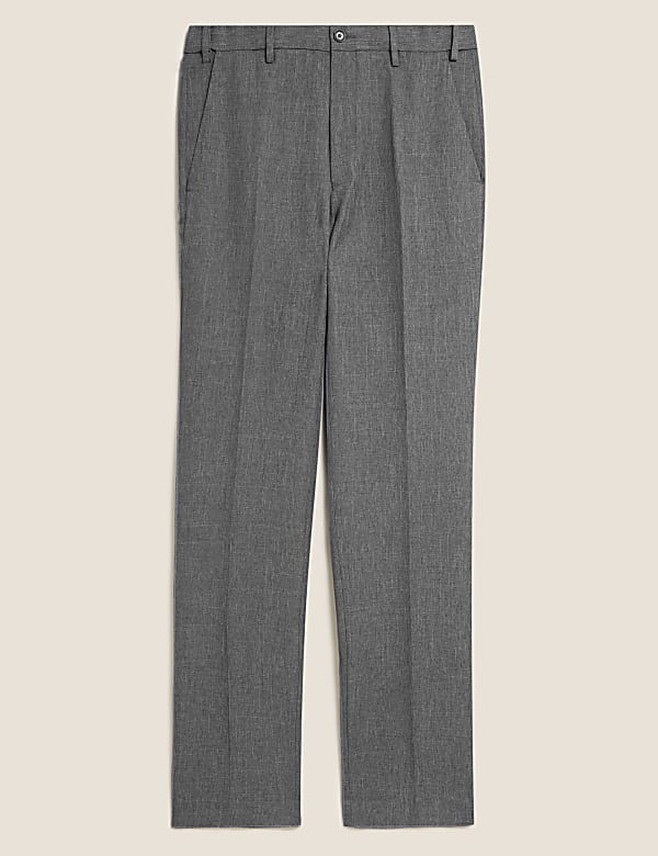 Regular Fit Wool Blend Flat Front Trousers
