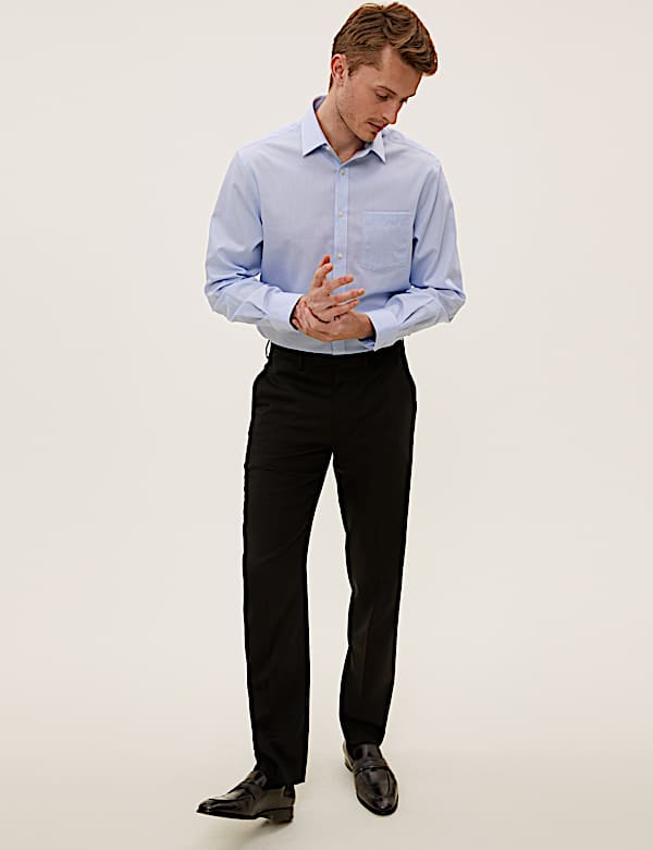 Regular Fit Wool Blend Flat Front Trousers