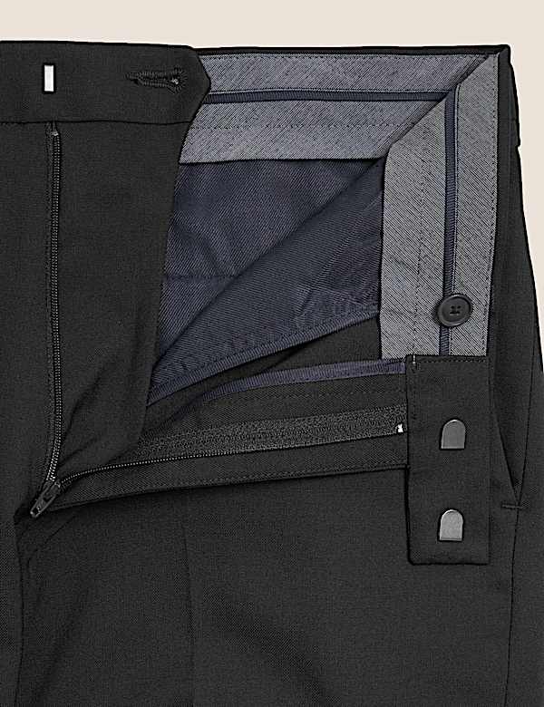 Regular Fit Wool Blend Flat Front Trousers