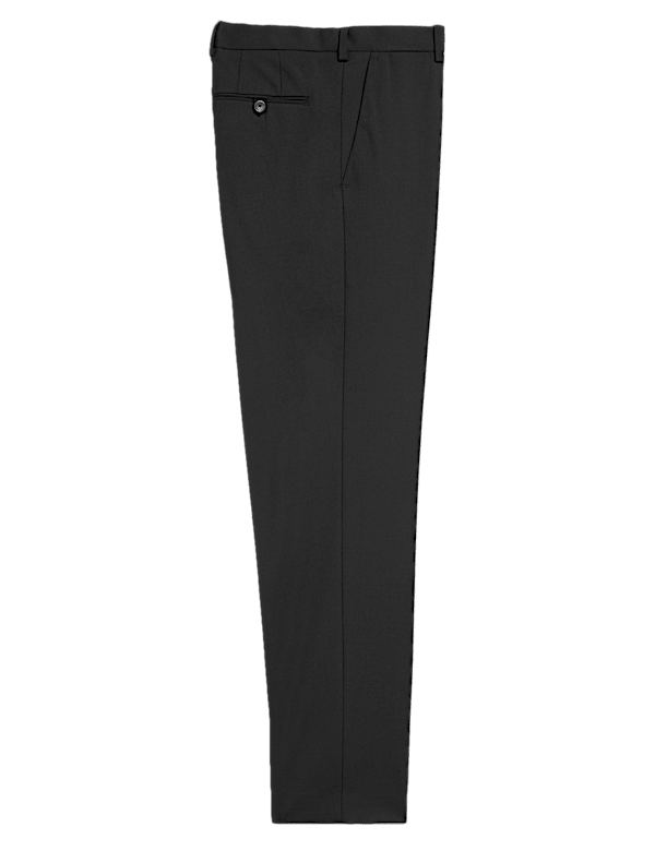 Regular Fit Wool Blend Flat Front Trousers