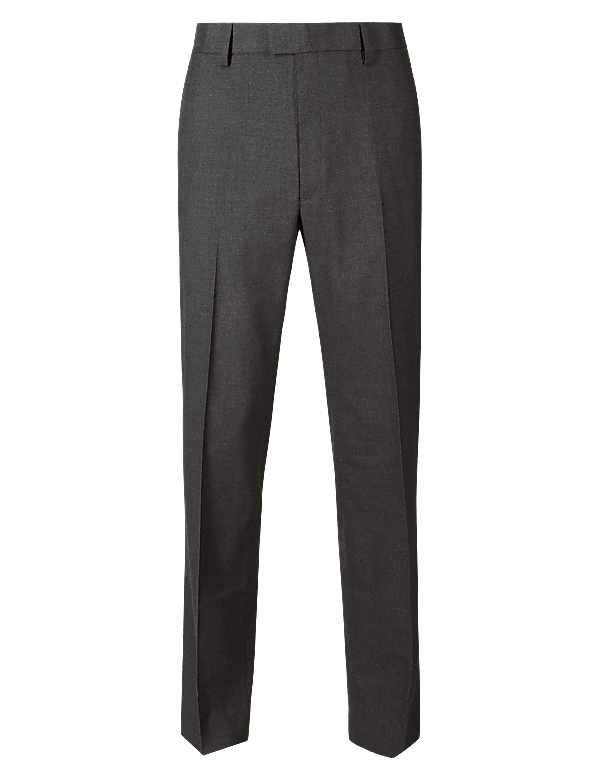 Tailored Fit Textured Flat Front Trousers