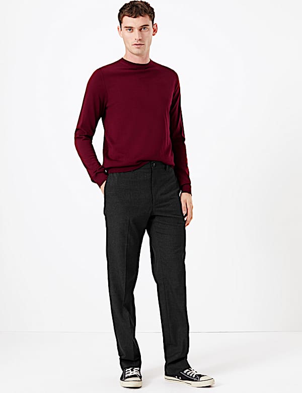 Regular Fit Checked Stretch Trousers