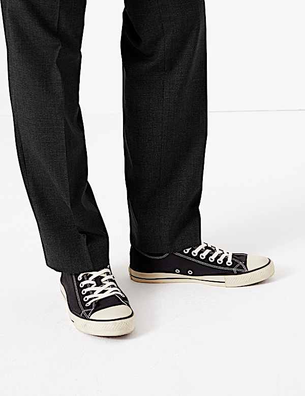Regular Fit Checked Stretch Trousers