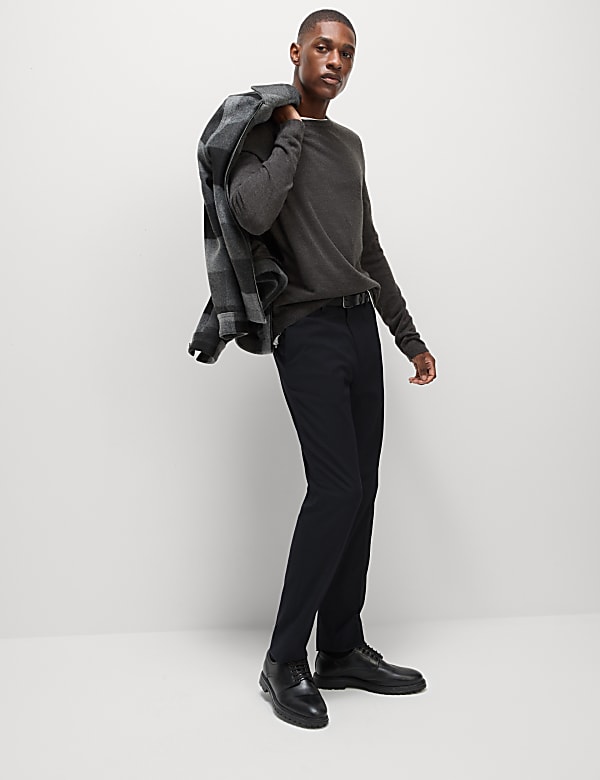 Slim Fit Flat Front Stretch Trousers - MY