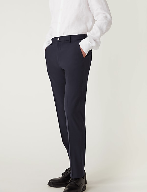 Tailored Fit Flat Front Stretch Trousers