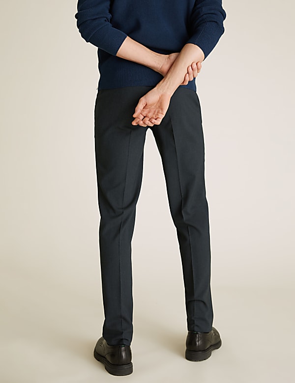 Tailored Fit Flat Front Stretch Trousers