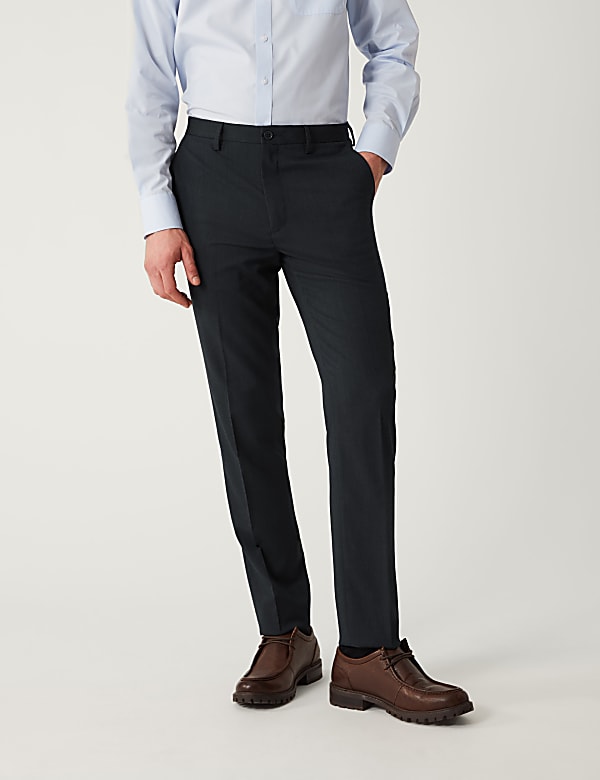 Tailored Fit Flat Front Stretch Trousers