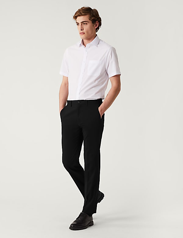Tailored Fit Flat Front Stretch Trousers - AU